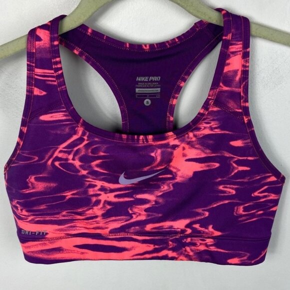 Nike Dri-Fit Sports Bra Coral Pink Purple Size Small Performance Pro Supportive - Picture 7 of 7